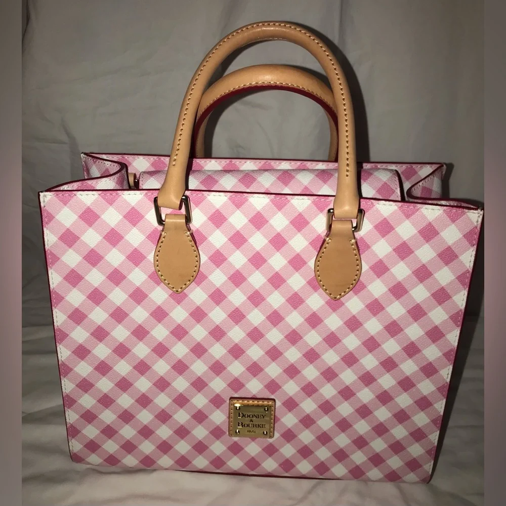 Dooney & Bourke Gingham II Janine Pink and White satchel Crossbody Bag - Picture 10 of 11